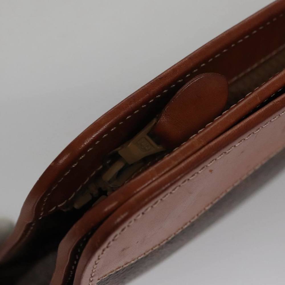 CELINE Macadam Canvas Clutch Bag PVC Leather Brown Gold Auth 106871 - Picture 8 of 16